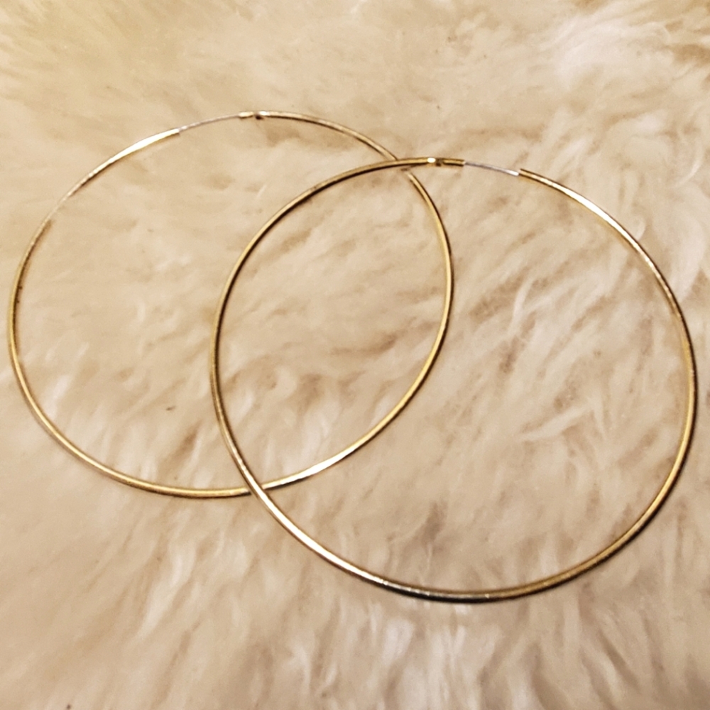 Large 83mm - Gold Colored - Hoop Earrings